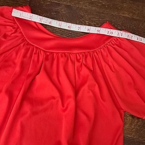 Vintage 70s Red Retro Layering Basic Shirt - Picture 7 of 13